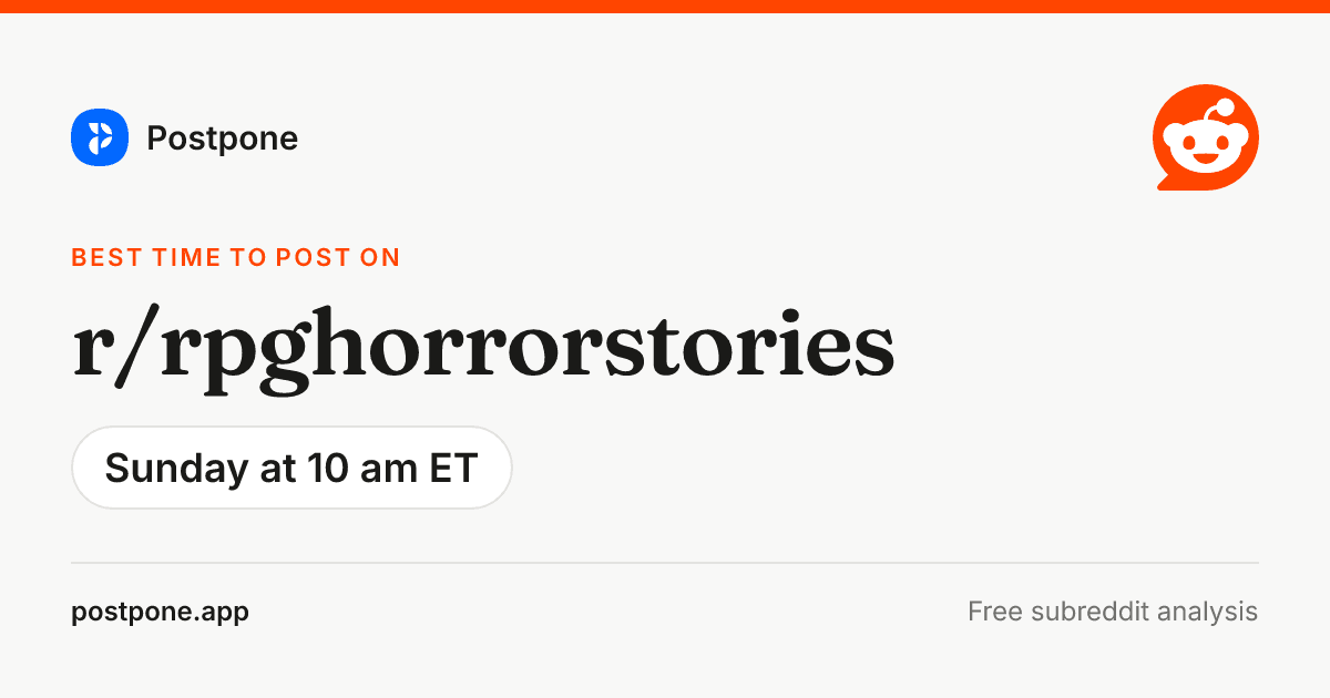 Best Time to Post on r/rpghorrorstories in 2026 | Postpone